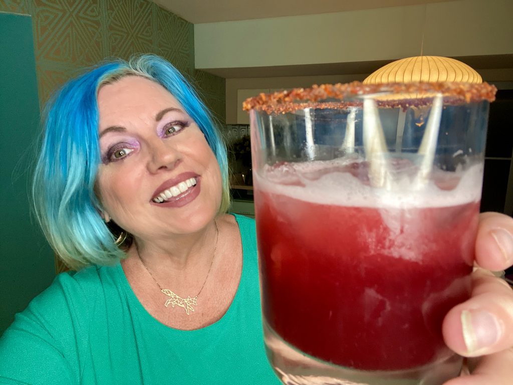 Diva with hibiscus margarita